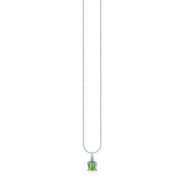 Image of Thomas Sabo Sterling Silver Basics Green Enamel Necklace KE2216-007-6-