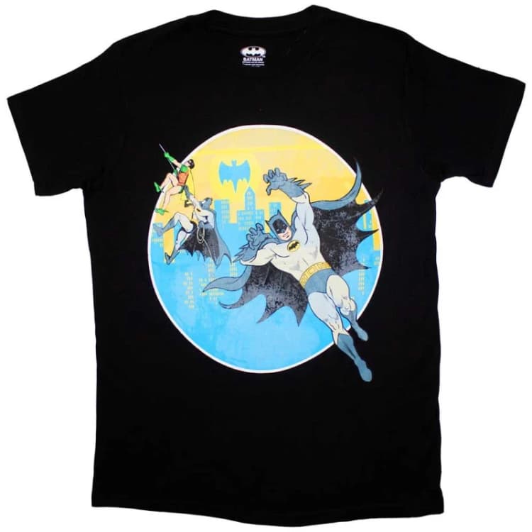 Image of DC Comics Batman Bat Leap Logo T Shirt Black unisex