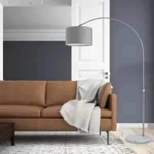 Image of Monzana Design Arc Lamp Height 133-180cm Fabric Shade Ø25cm Marble Foot Switch Floor Lamp Arc Lamp