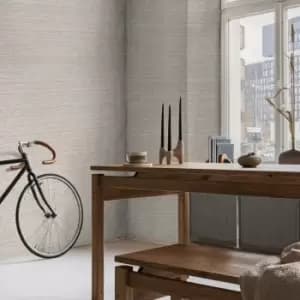Image of Boutique - Chunky Weave Textured Plain Natural Wallpaper - White