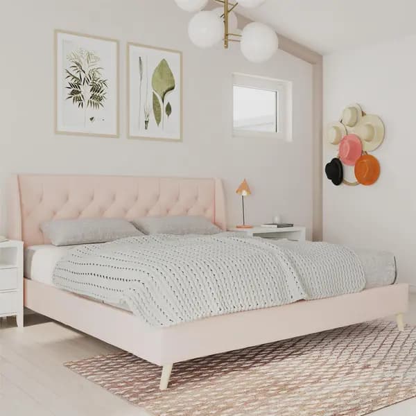Image of Dorel Home Thea King Linen Bed