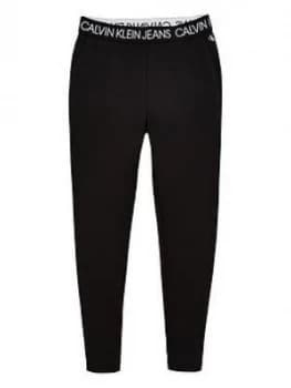 Image of Calvin Klein Jeans Girls Logo Waistband Leggings - Black
