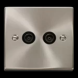 Image of Click Scolmore Deco 2 Gang Non-Isolated Co-Axial Socket - VPSC066BK