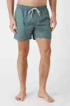 Image of Green Leaf Print Swim Short