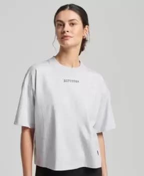 Image of Superdry Womens Code Tech Oversized Boxy T-Shirt Grey / Cadet Grey Marl - Size: 16
