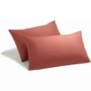 Image of Charlotte Thomas - Poetry Plain Dye 144 Thread Count Combed Yarns Terracotta Housewife Pillowcase Pair