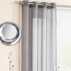 Image of Tyrone Marrakesh Metallic Yarn Voile Eyelet Curtain Panel, Grey, 54 x 72 Inch