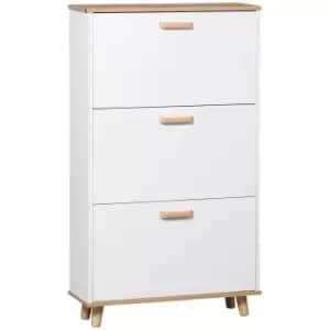 Image of HOMCOM Narrow Shoe Cabinet, Slim Shoe Storage Cabinet with 3 Flip Drawers and Adjustable Shelves, 12 Pair of Shoes Organizer for Hallway