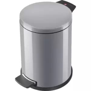 Image of Hailo Waste collector SOLID with pedal, capacity 12 l, steel, zinc plated inner bin, silver