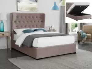 Image of ASC Belmont 4ft6 Double Cappuccino Upholstered Fabric Ottoman Bed Frame