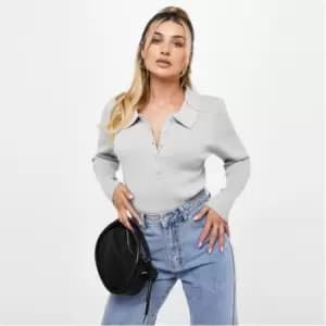 Image of Missguided Plus Size Rib Basic Knit Bodysuit - Grey