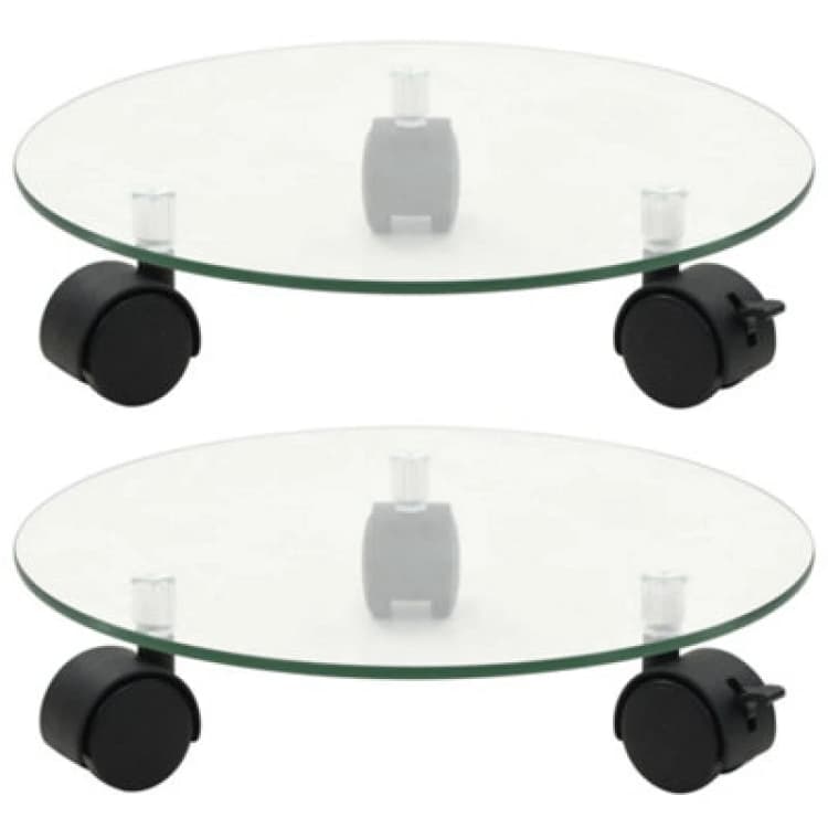 Image of Vidaxl Plant Rollers 2 Pcs Tempered Glass 28cm Round