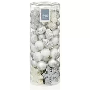 Image of Modern Silver Glitter Effect Mixed Decoration, Pack Of 84
