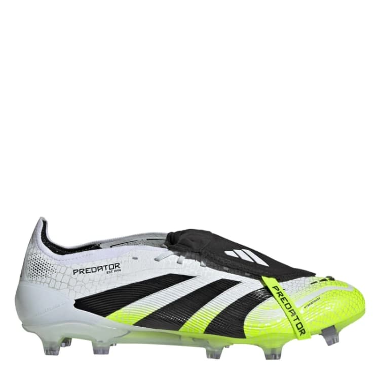 Image of adidas Predator Elite Fold-Over Tongue Firm Ground Football Boots White/Blk/Lemon male 8.5 (42.7)