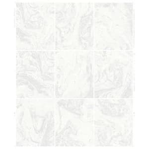 Image of Contour Glitter Marble Tile White Decorative Wallpaper - 10m