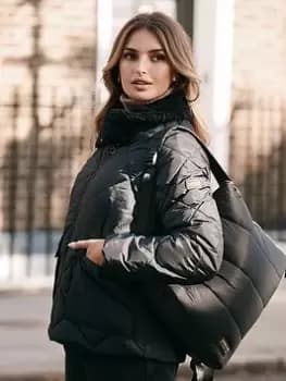 Image of Barbour International Norton Quilted Coat - Black, Size 10, Women