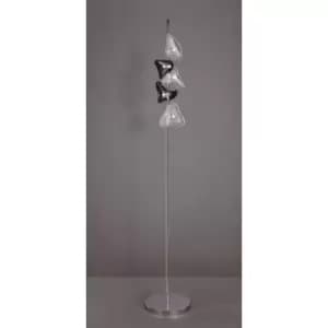 Image of Otto 5-light G4 floor lamp, polished chrome / frosted glass / Black glass