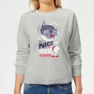 Image of Looney Tunes Tweety Pie Pussy Cat Womens Christmas Sweatshirt - Grey - 3XL