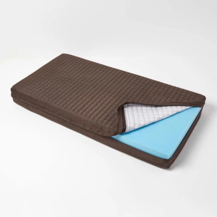 Image of Homescapes Brown Quilted Polyester 2 Seater Orthopaedic Booster Cushion Cover