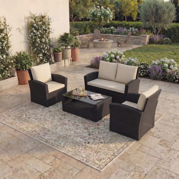 Image of Lassic Garden Vida Mylor 4 Seater Rattan Set Black unisex 4 Seater
