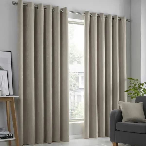 Image of Fusion Fusion - Strata Woven Eyelet Lined Curtains, Natural, 66 x 72" SR5NL66726UPU