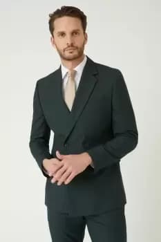 Image of Mens Double Breasted Slim Fit Green Suit Jacket