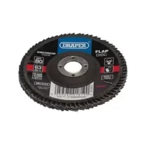 Image of Draper Zirconium Oxide Flap Disc, 100 x 16mm, 80 Grit