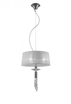 Image of Ceiling Pendant 3+1 Light E27+G9, Polished Chrome with White Shade & Clear Crystal