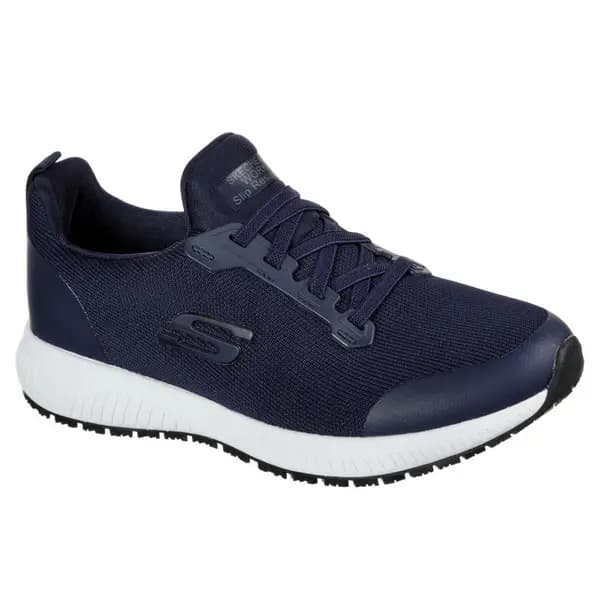 Image of Skechers Womens Squad Slip Resistant Lace Up Safety Trainers UK Size 2 (EU 35) NAVY SKE988-NVY-2