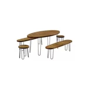 Image of Ivyline Borough Acacia Wood 5 Piece Furniture Set - Brown