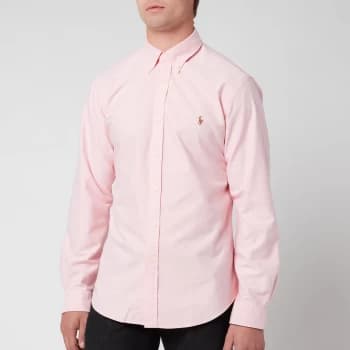 Image of Polo Ralph Lauren Mens Slim Fit Oxford Long Sleeve Shirt - BSR Pink - L - Pink