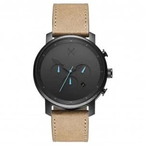 Image of MVMY Mens Chronograph Beige Leather Strap Watch