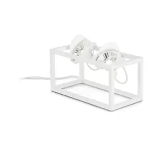 Image of Ideal Lux audio 2 Light Portable Floor Lamp White, In-Built Switch, Non-Dim