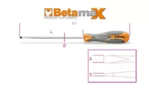Image of Beta Tools 1290 Beta MAX Slotted / Flat Head Screwdriver 10 x 200mm 012900066