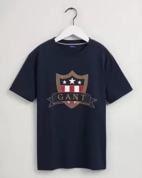 Image of GANT Teens Teens Banner Shield T-Shirt (176) Blue