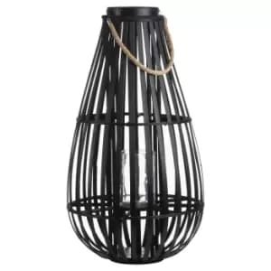 Image of Large Floor Standing Domed Wicker Lantern With Rope Detail