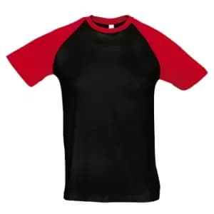 Image of SOLS Mens Funky Contrast Short Sleeve T-Shirt (L) (Black/Red)