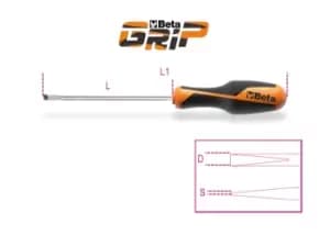 Image of Beta Tools 1264 Beta GRIP Slotted/Flat Screwdriver for Headless Screws 4 x125mm