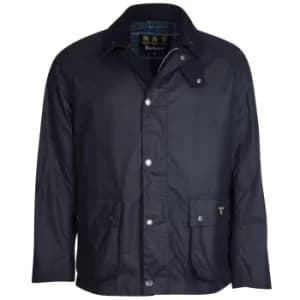 Image of Barbour Mens Crested Strathyre Wax Jacket Navy/Ivy Large