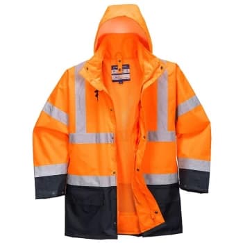 Image of Portwest - S766ONRL - sz L Essential 5-in-1 Two-Tone Jacket - Orange/Navy