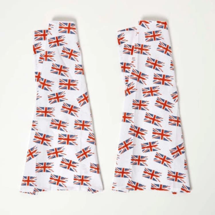 Image of Homescapes Multi Colour Union Jack Cotton 100% Cotton Tea Towels Set Of Two