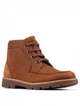 Image of Clarks Heath Lace Up Kid Boot - Tan, Size 12.5 Younger