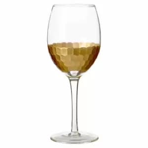 Image of Premier Housewares Set of 4 Small Wine Glasses -Gold Honeycomb Design