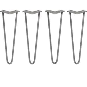 Image of 4 x Hairpin Leg - 16 - Unfinished - 2 Prong - 12m - Metallic