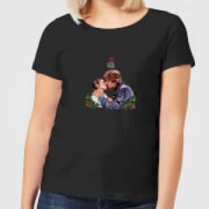 Image of Star Wars Mistletoe Kiss Womens Christmas T-Shirt - Black