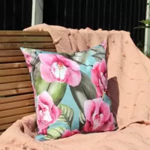 Image of Orchids Outdoor Cushion Duck Egg (Blue)