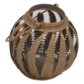 Image of Round Metal Leaf Lantern By Heaven Sends