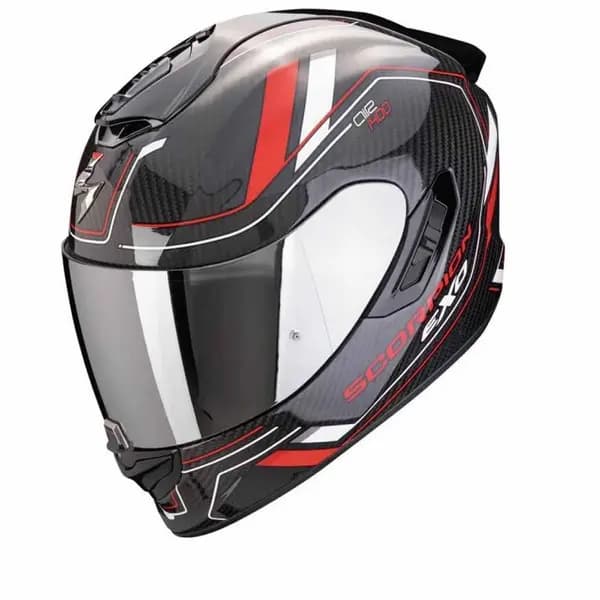 Image of Scorpion EXO-1400 Evo II Carbon Air Mirage Black Red White Full Face Helmet Size XS