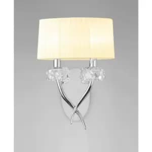 Image of Loewe Wall Light 2 E14 Bulbs, Polished Chrome with Cream Shade