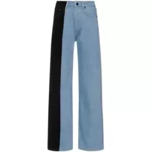 Image of Hugo Contrast Panel Straight Jeans - Blue